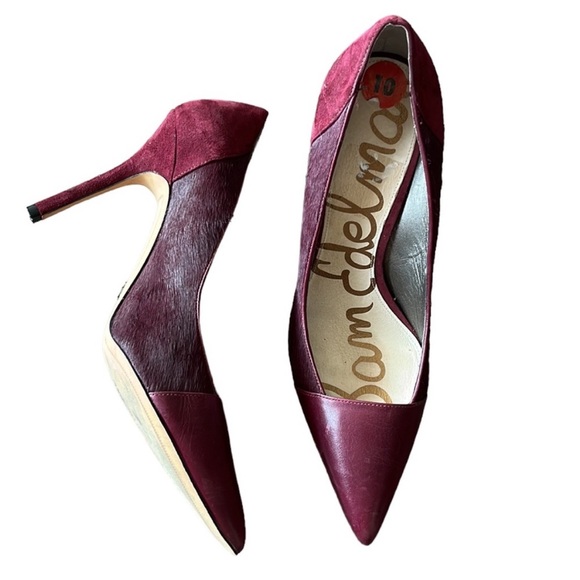 Sam Edelman Leather Burgundy Desiree Heels Size 10 - Picture 3 of 8